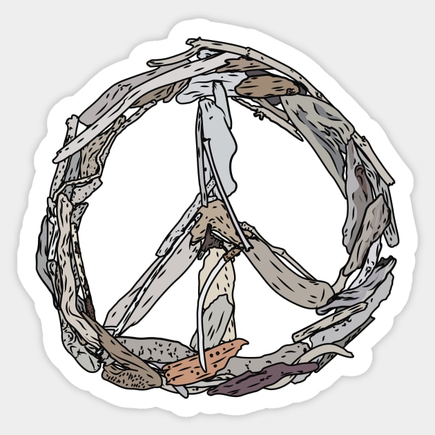 Driftwood Peace Sign Sticker by RadicalChill